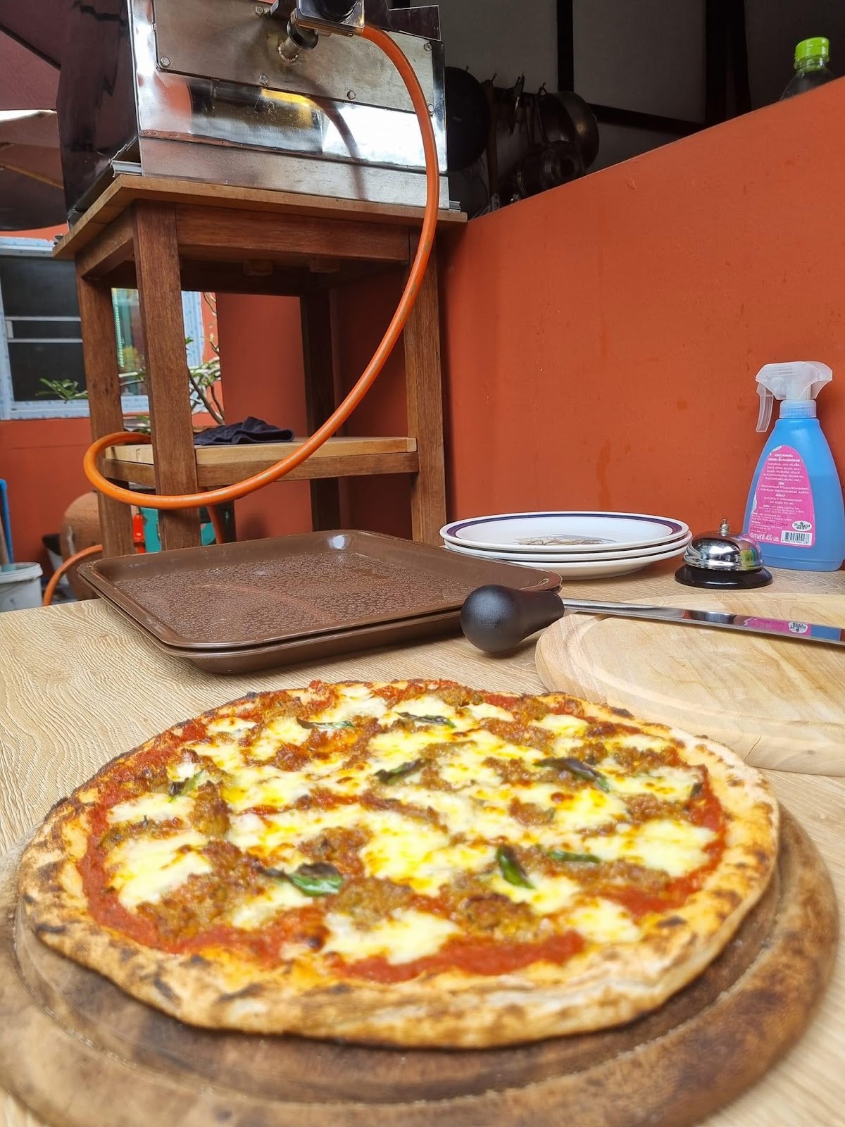 Sitting in front of the house