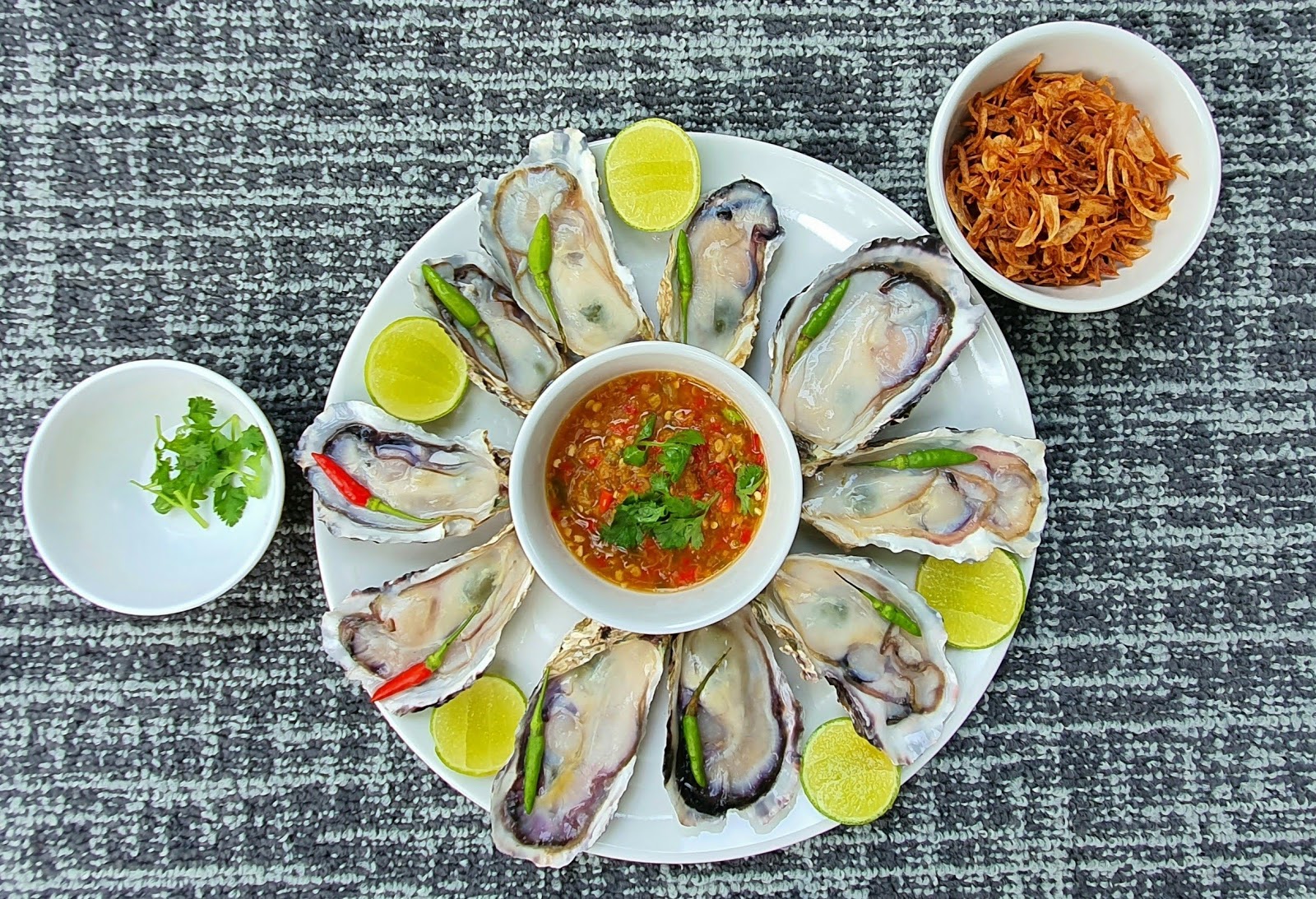 GubGlam, a restaurant serving oysters, shrimp in fish sauce, and salmon